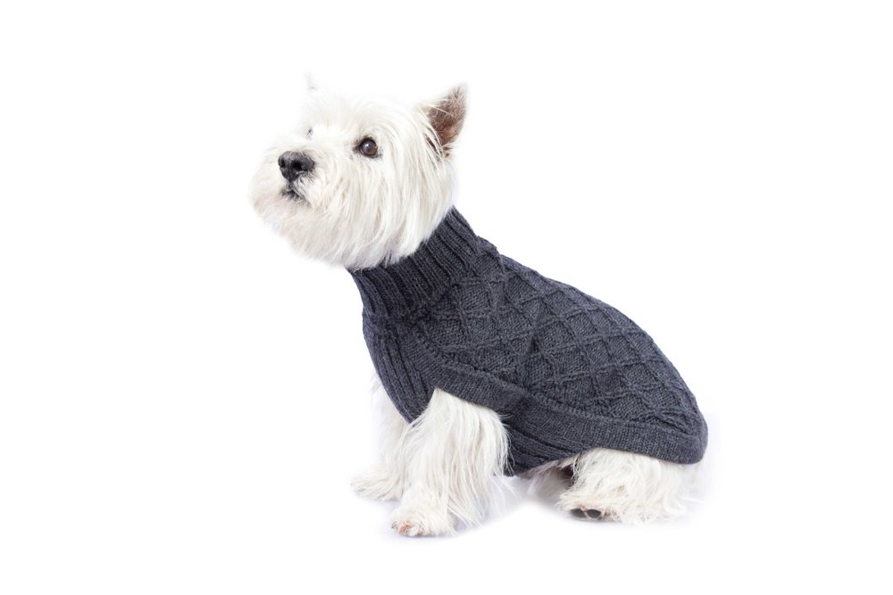 Alqo Wasi Hunde-Pullover Diamond Cable knit Charcoal
