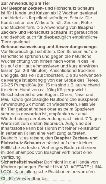 Beaphar Zecken- & Flohschutz Schaum (Hund+Katze) 150ml