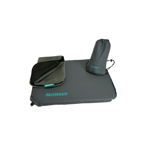 Manuly selbstaufblasende Hundematte Teddyplüsch oliv