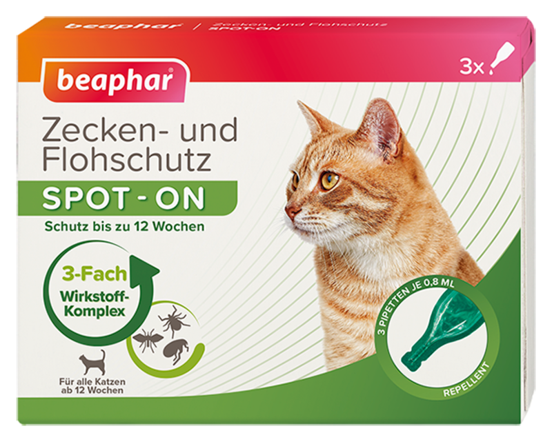 Beaphar Zecken- und Flohschutz SPOT-ON 3x0 8ml für Katze
