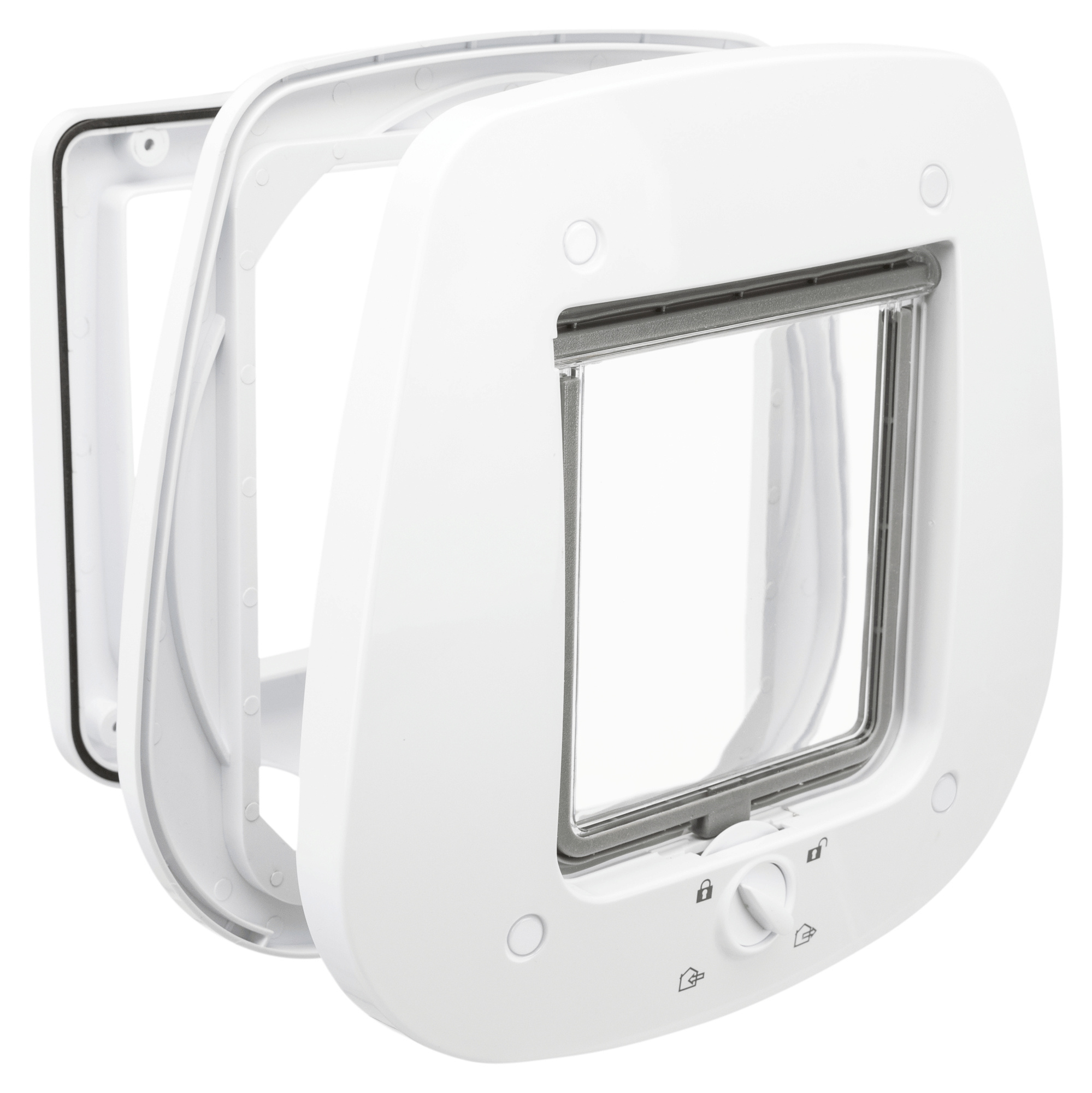 Trixie 4-Wege Freilauftür für Glastüren 27 × 27cm, weiß