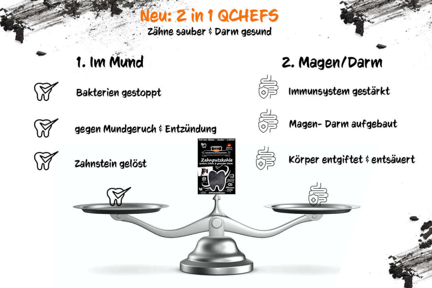 QChefs Zahnputzkohle HUND 80g