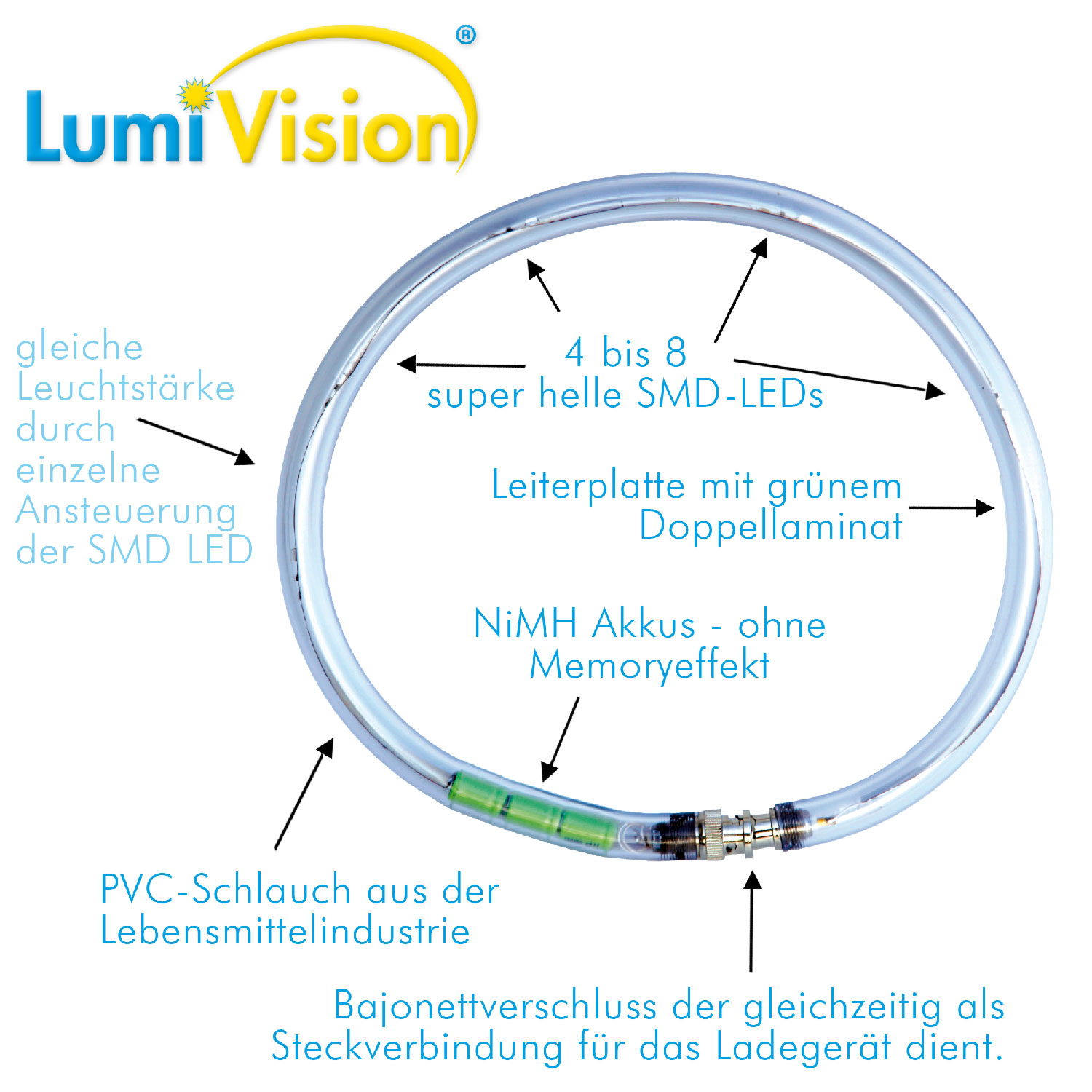 LumiVision Leuchthalsband rot