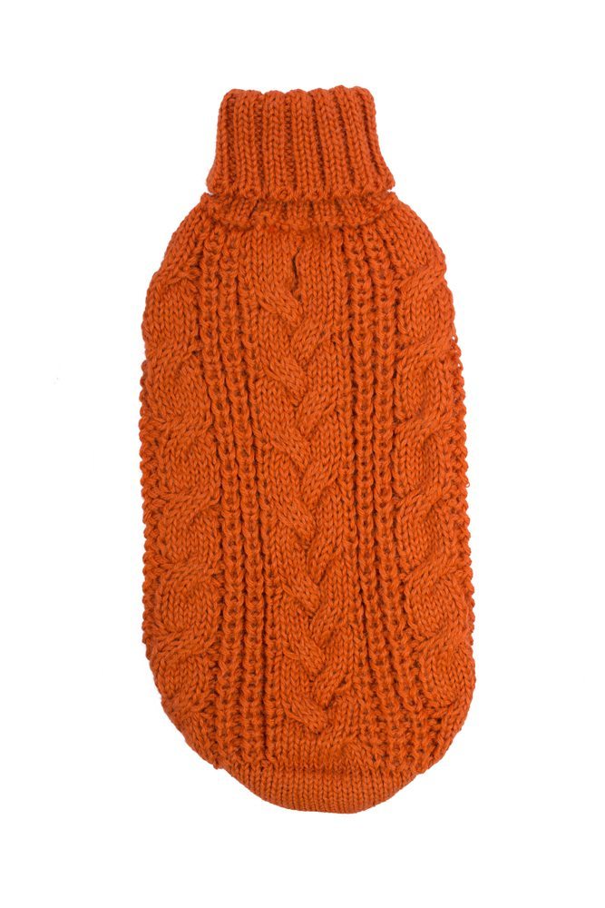 Alqo Wasi Hunde-Pullover Chunky Cable Knit Orange