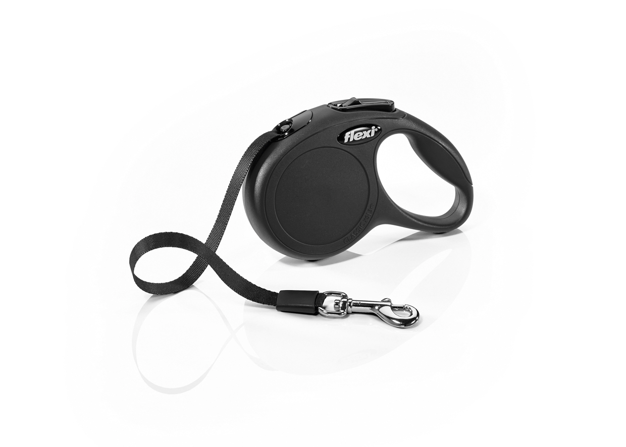Flexi New Classic mit Gurtband | schwarz | XS 3m bis 12kg | 502200-12