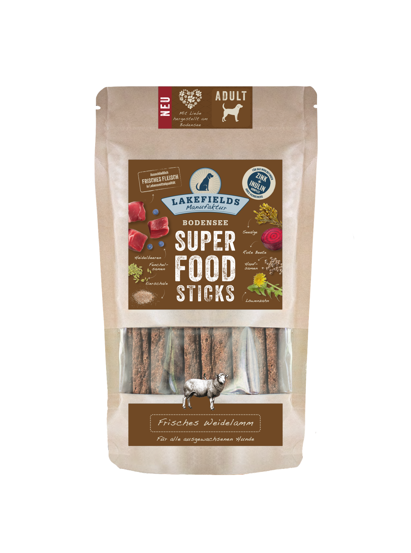 Lakefields SUPERFOOD Premium Sticks Weidelamm 130g
