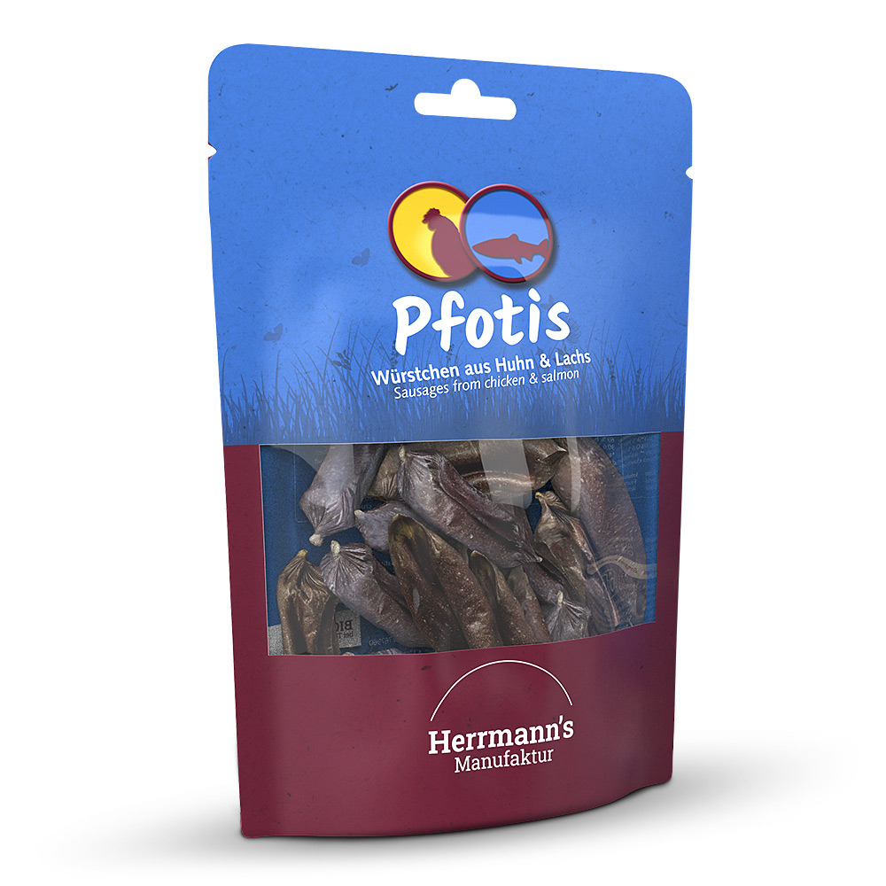 Herrmann's Pfotis Würstchen aus Bio-Huhn & Lachs 80g