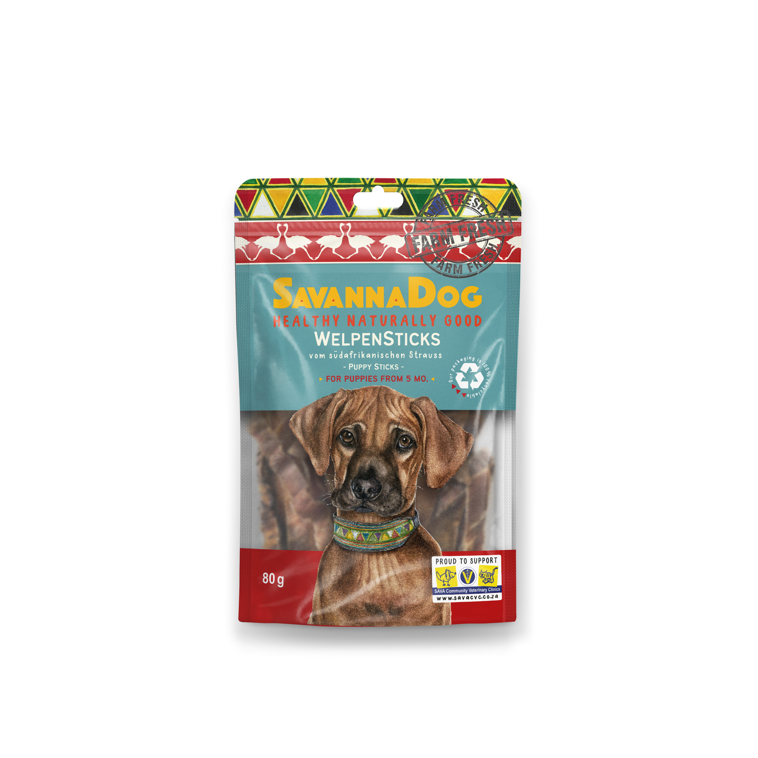 Savanna Dog® Welpen Sticks vom Strauss 80g