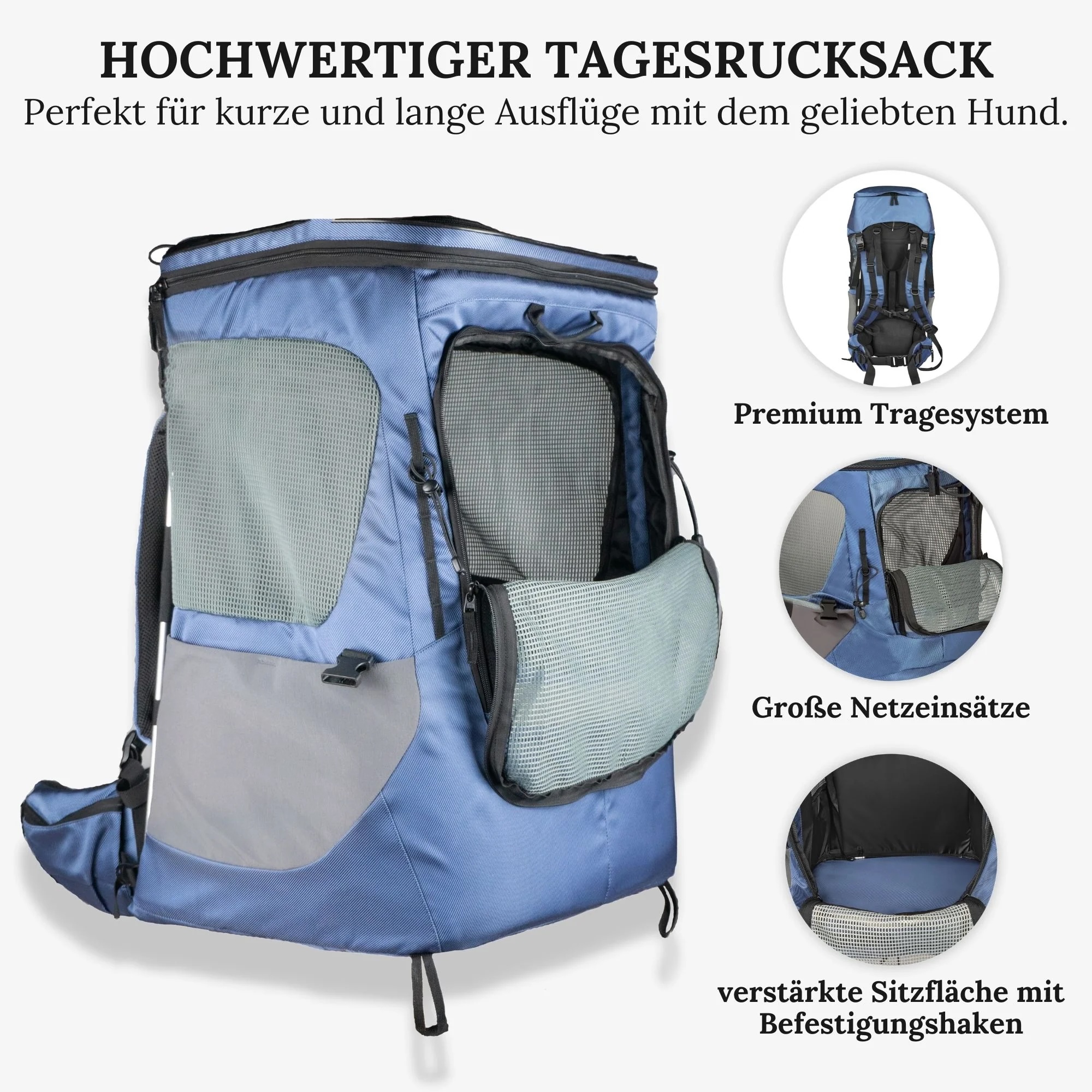 Wanderpfote Hunderucksack Daypack blau
