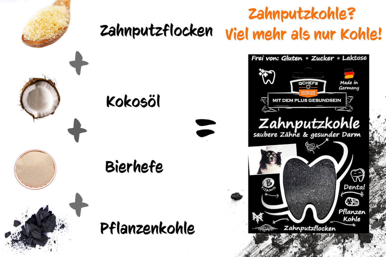QChefs Zahnputzkohle HUND 80g