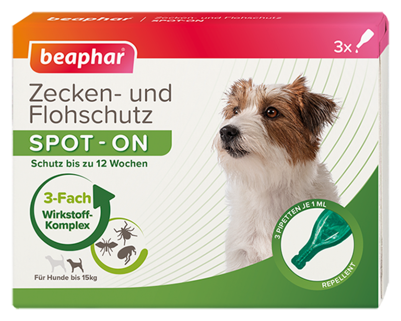 Beaphar Zecken- und Flohschutz SPOT-ON 3x1ml für kleine Hunde (bis 15kg)