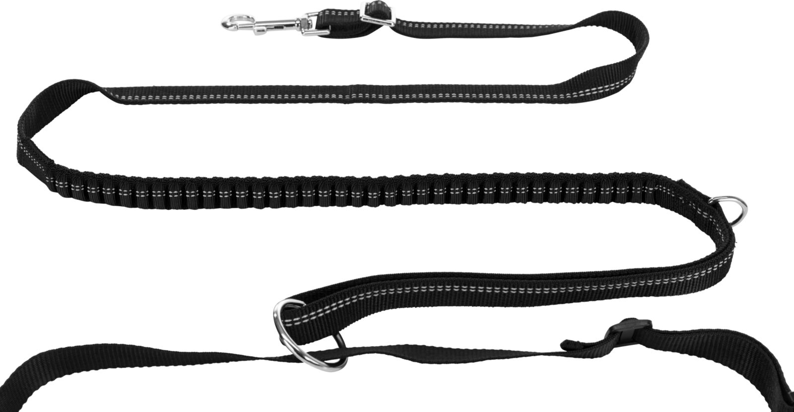 Trixie Jogginggurt mit Leine, Gurt: 70–130cm/23cm, Leine: 1,15–1,50m/20mm, grau/schwarz