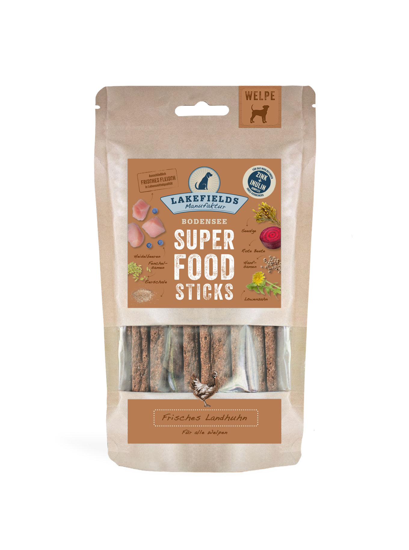 Lakefields SUPERFOOD Premium Sticks FÜR WELPEN 130g