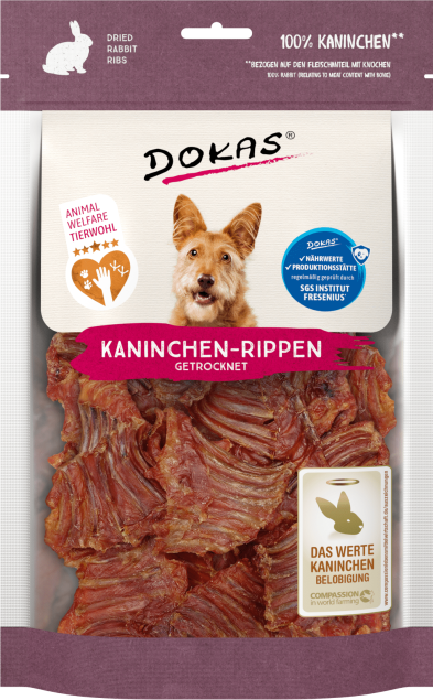 Dokas Dog Snack Kaninchen-Rippen mit Fleisch - Tierwohl Haltung 100g