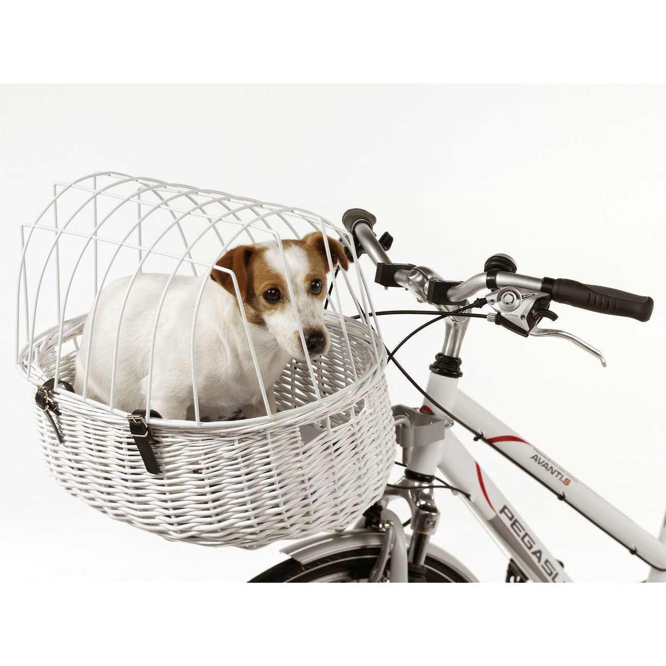 Aumüller E-Bike fähiger Fahrradkorb Maxi mit Steuerkopfmontagesystem 167; weiße Hochglanzlackierung 70x46x18/40cm